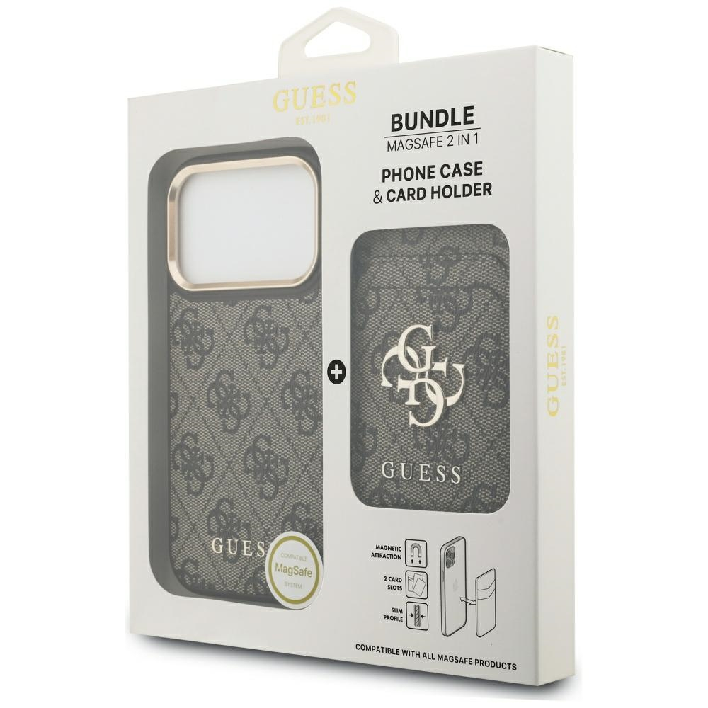 iPhone 17 Pro MagSafe 2in1 Leder Hülle Wallet Case mit Magnetischem Kreditkartenfach 4G Stripes (GUBPHCP17LP4SM4MCW) - Braun