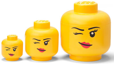 LEGO Oppbevaring Winking Jente 3-pakning, Gul