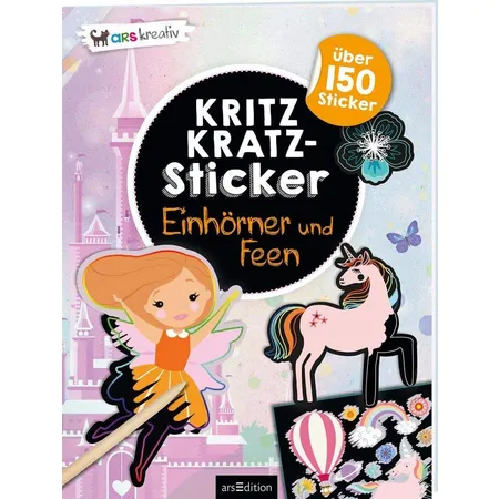 ars Edition Kritzkratz Sticker - Einhörner und Feen, mit über 150 Stickern