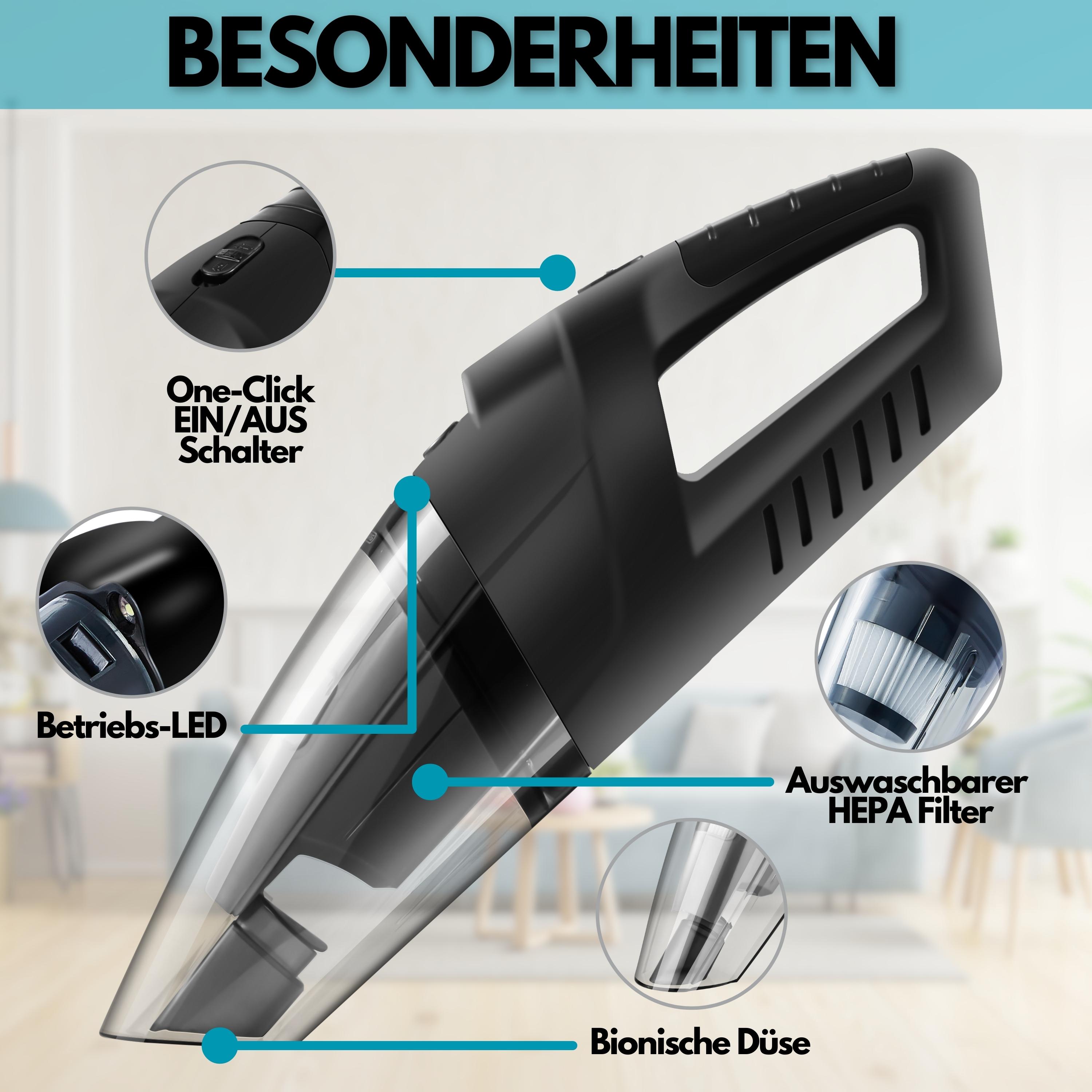 Steinborg Akku-Handstaubsauger m. HEPA-Filter 6500Pa Li-Ion Akku 80W