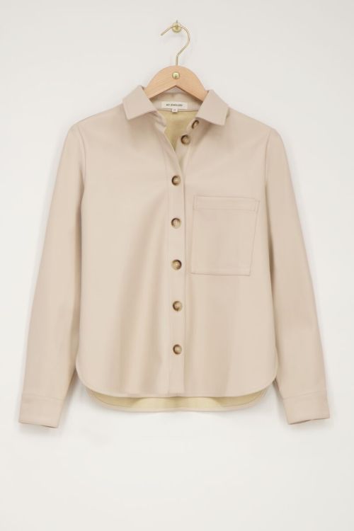 Beige leatherlook oversized blouse