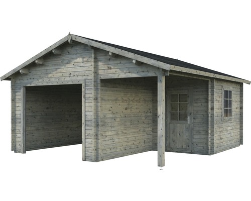 Enkele garage Palmako Roger 21,9+5,2 m² zonder deur 510 x 550 cm grijs gegrond