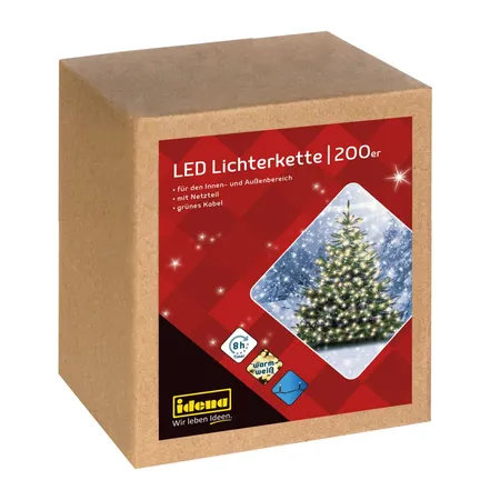 Idena 31869 LED-Lichterkette 200er warmweiß für Außen