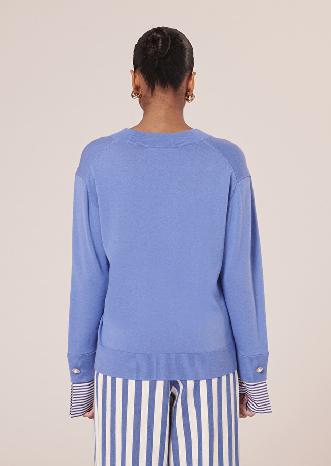 Pull Primrosebleu en coton et laine merinos extrafine