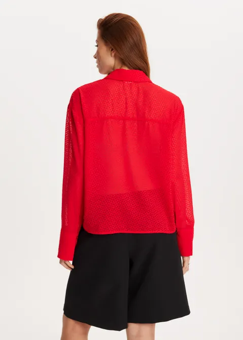 Blouse met stippendetails rood (ROO)