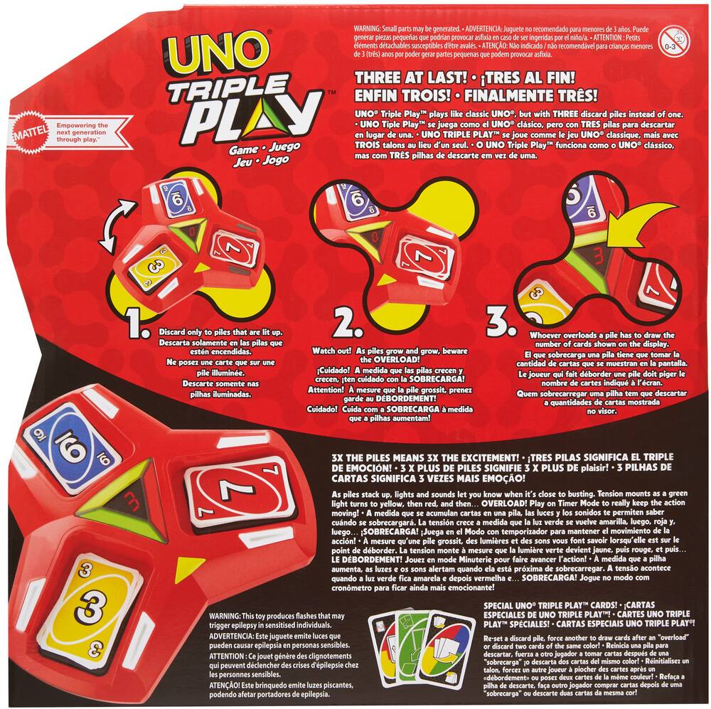 JEU DE CARTES UNO TRIPLE PLAY -  MATTEL GAMES