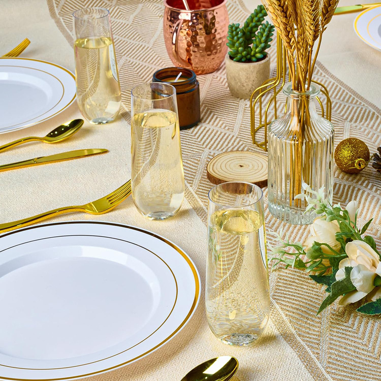 (6er Set) Einweg Sekt Trinkbecher Stiellose Kelche Party Champagner Glas für Hochzeit / Junggesellinnenabschied / Geburtstag - Transparent