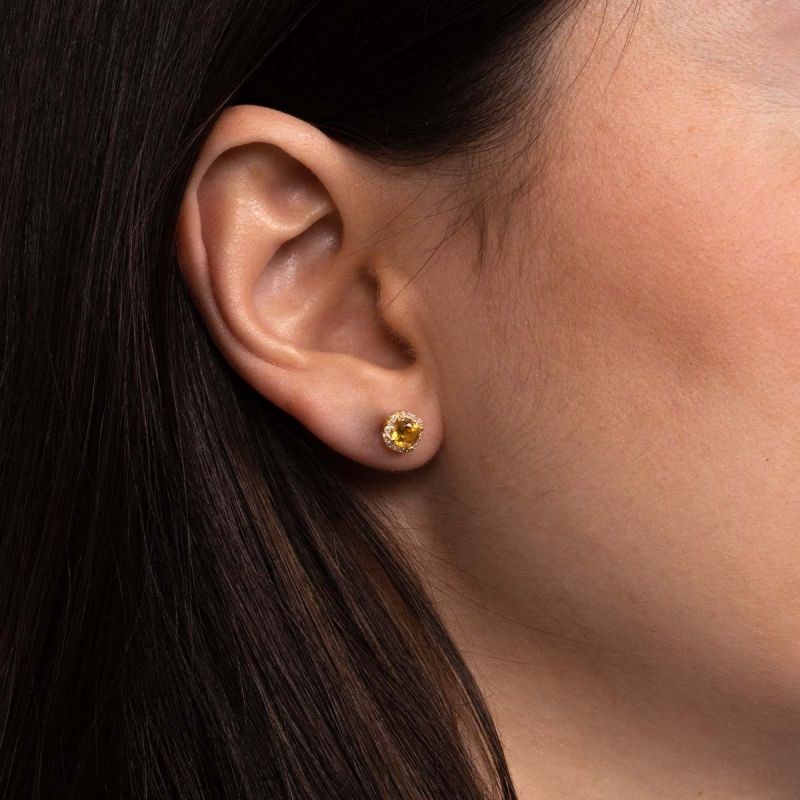 Boucles d'oreilles Or Jaune et Citrine