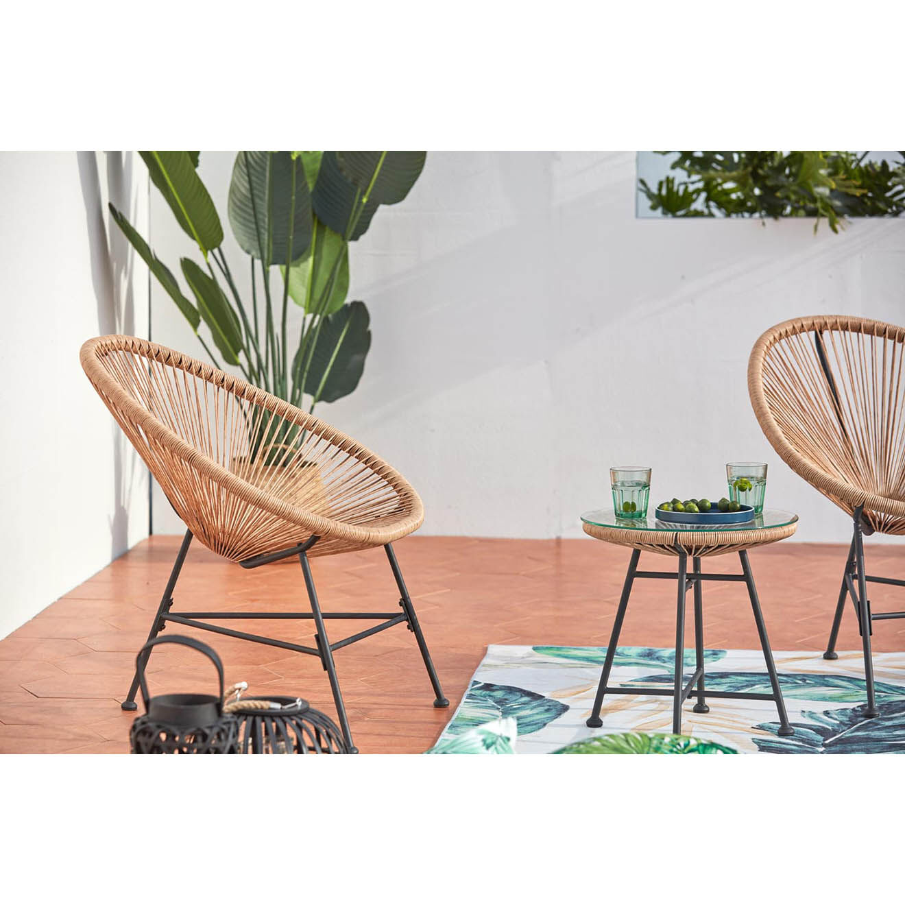 Côté Lounge Ensemble 2 fauteuils & table Acapulco beige