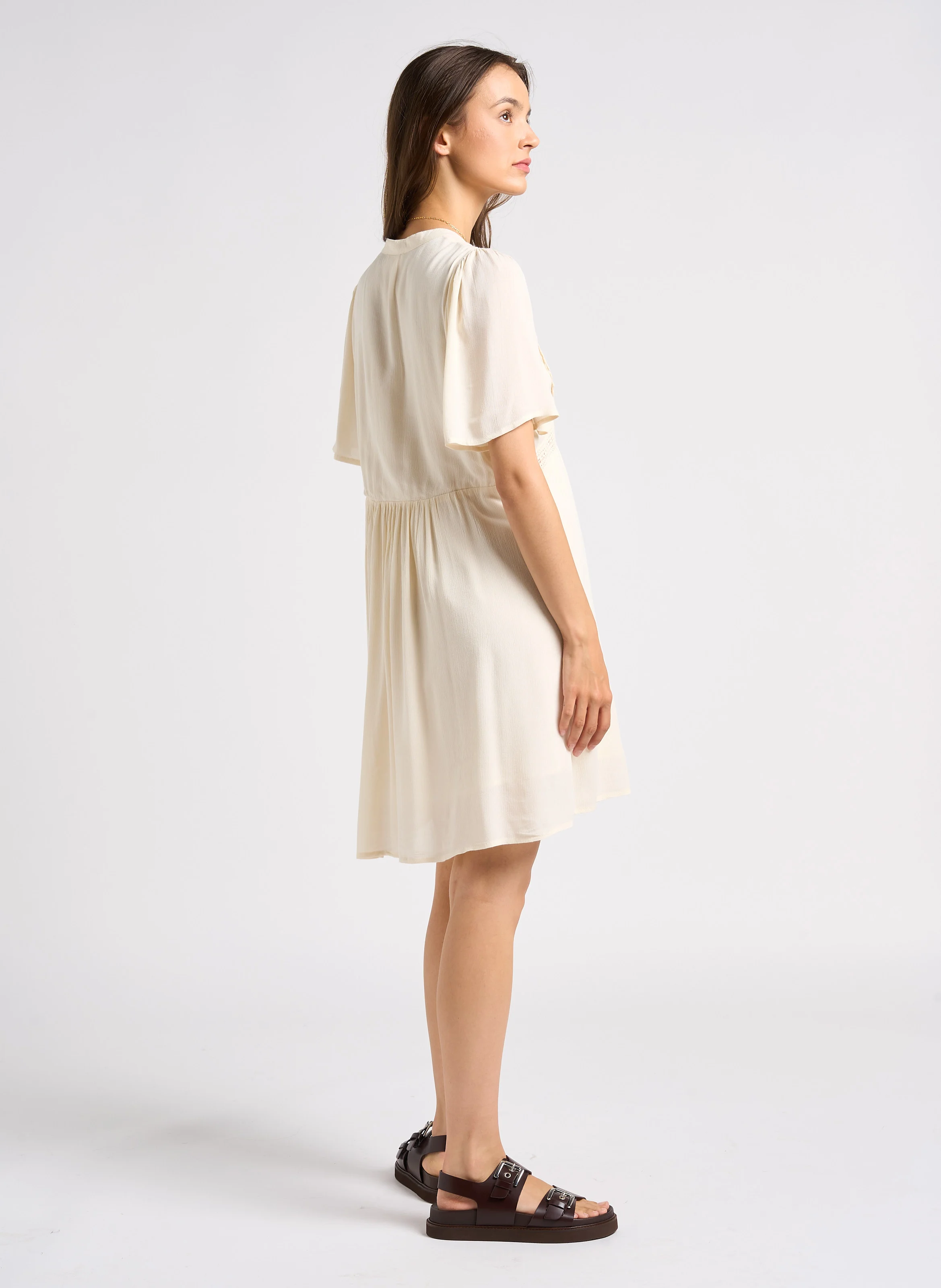 MUSE - Robe courte brodée | Beige