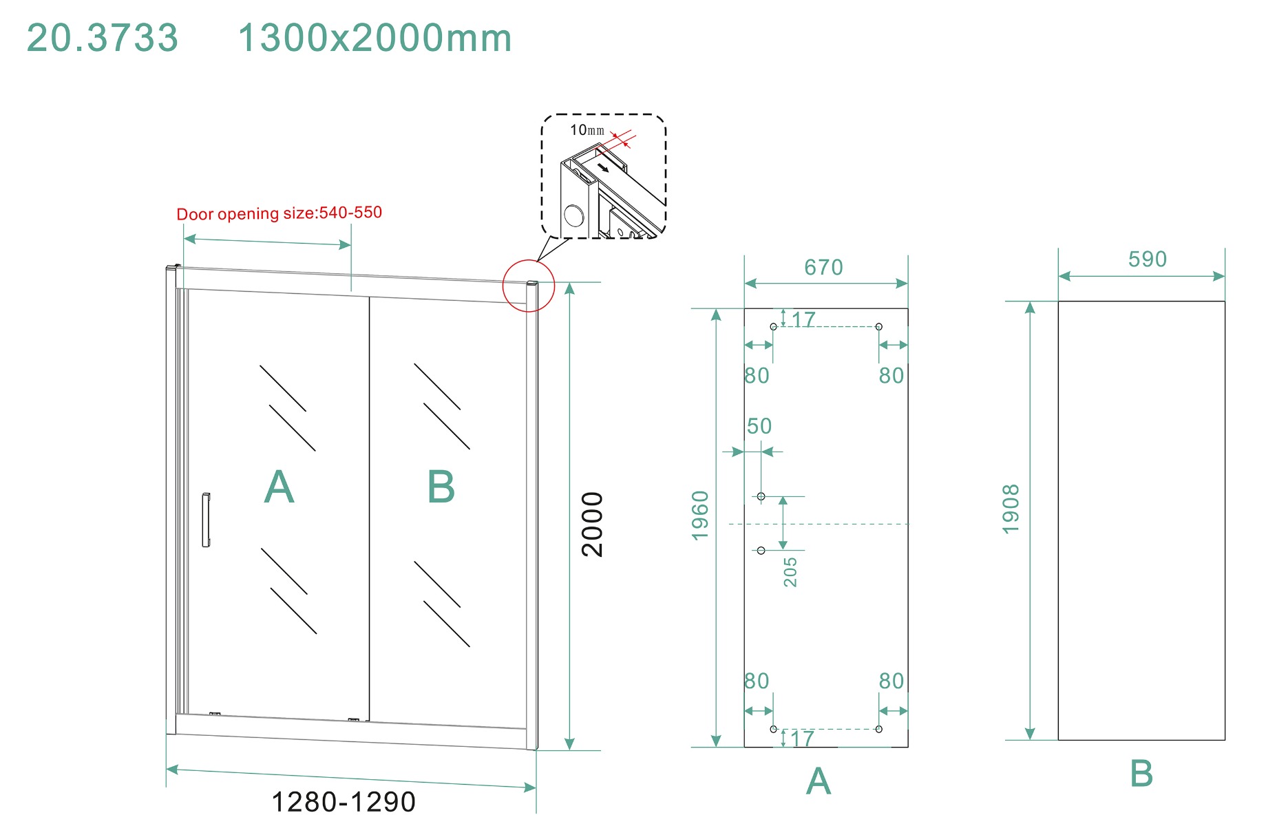 Mueller Manhattan schuifbare nisdeur 130x200cm mat zwart