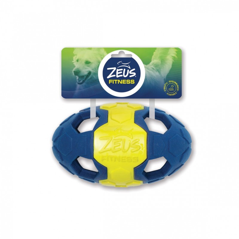Bola de rugby flutuante para cães Zeus Fitness, em TPR e espuma, tamanho grande (18 cm).