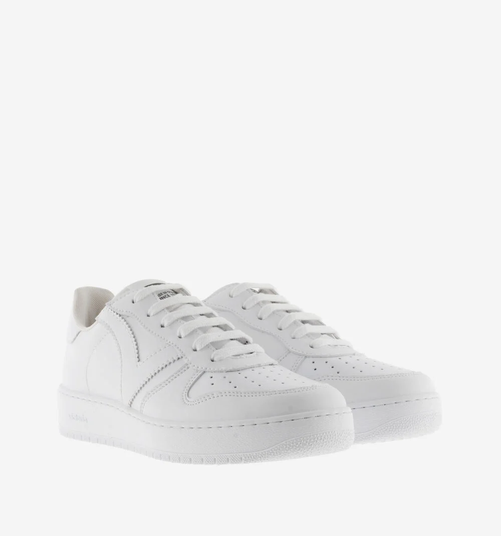 MADRID EFFET CUIR Baskets pour femmes blanches en cuir BLANCO
