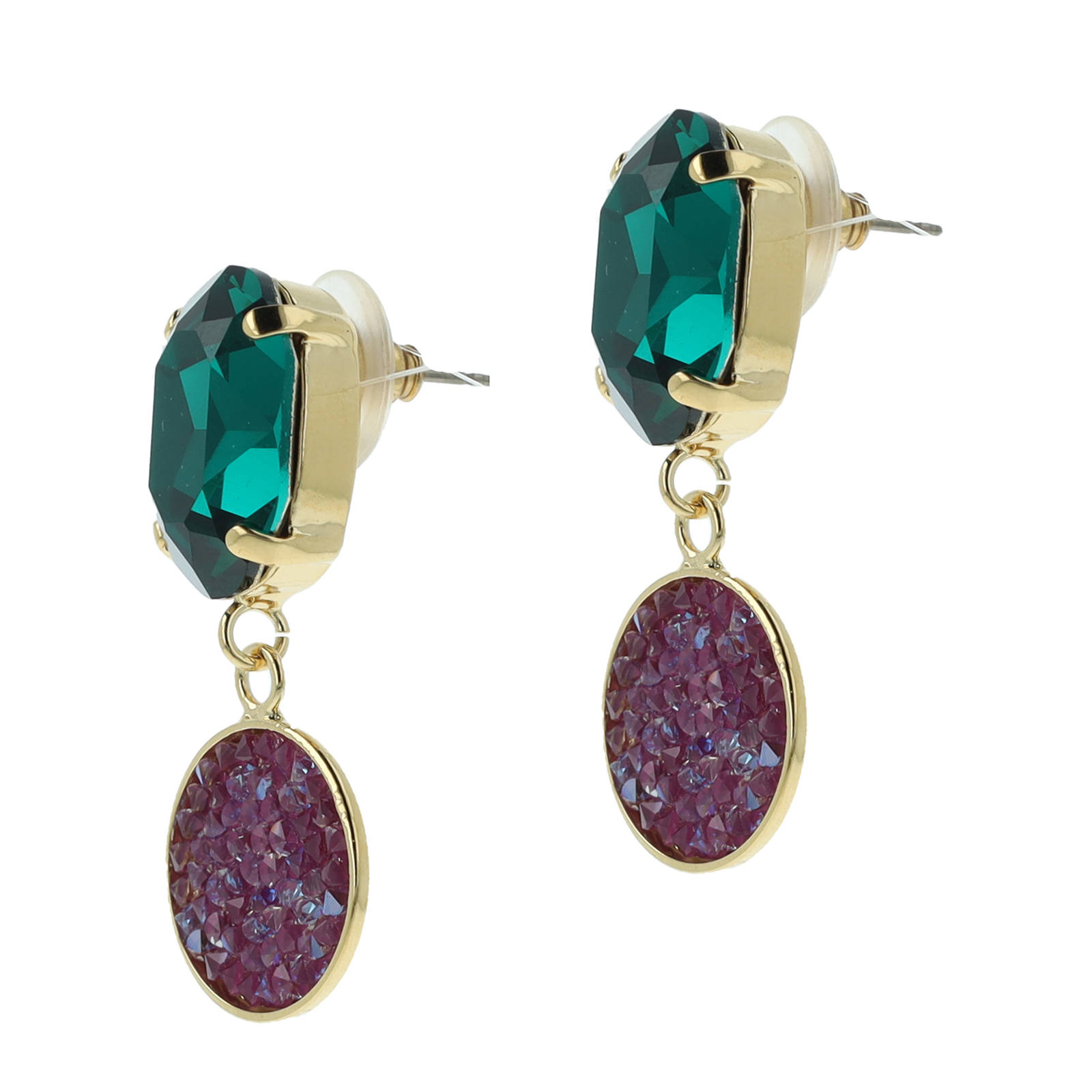Otazu gold plated oorbellen met Swarovski Kristallen goudkleurig/groen