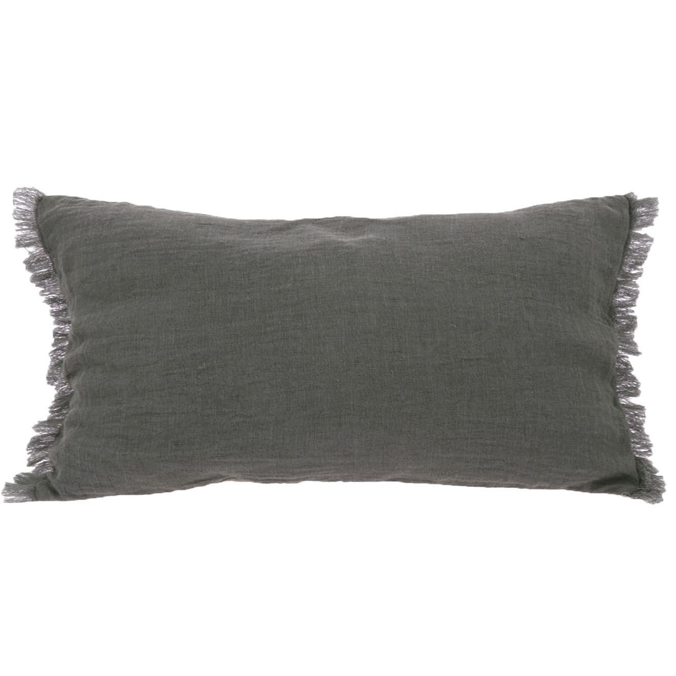 En Fil d'Indienne Housse de coussin Étamine anthracite - 45x100 cm