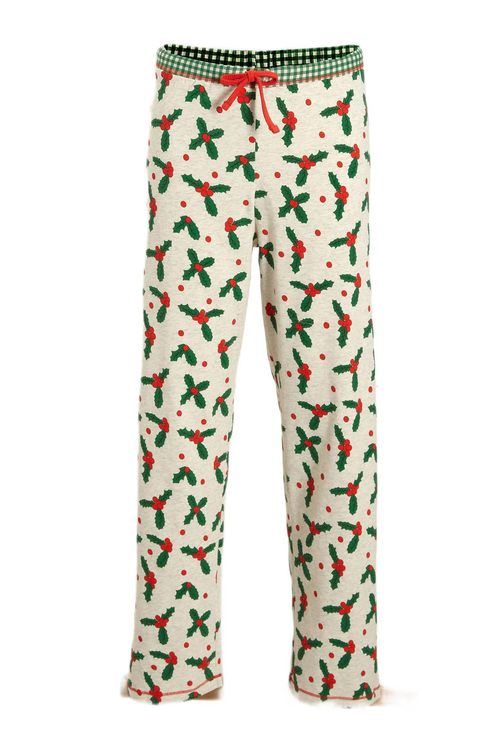 Claesen's pyjama met bladprint ecru/groen/rood