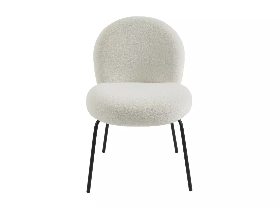 Lot de 6 chaises en tissu bouclette et métal noir - Crème - CURLYN de Pascal Morabito