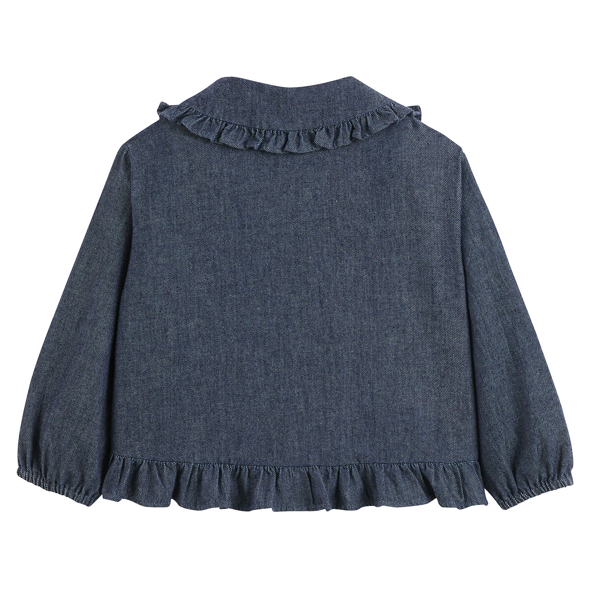 COLEÇÃO LA REDOUTE<br>Blusa com gola Caudine em jeans claro