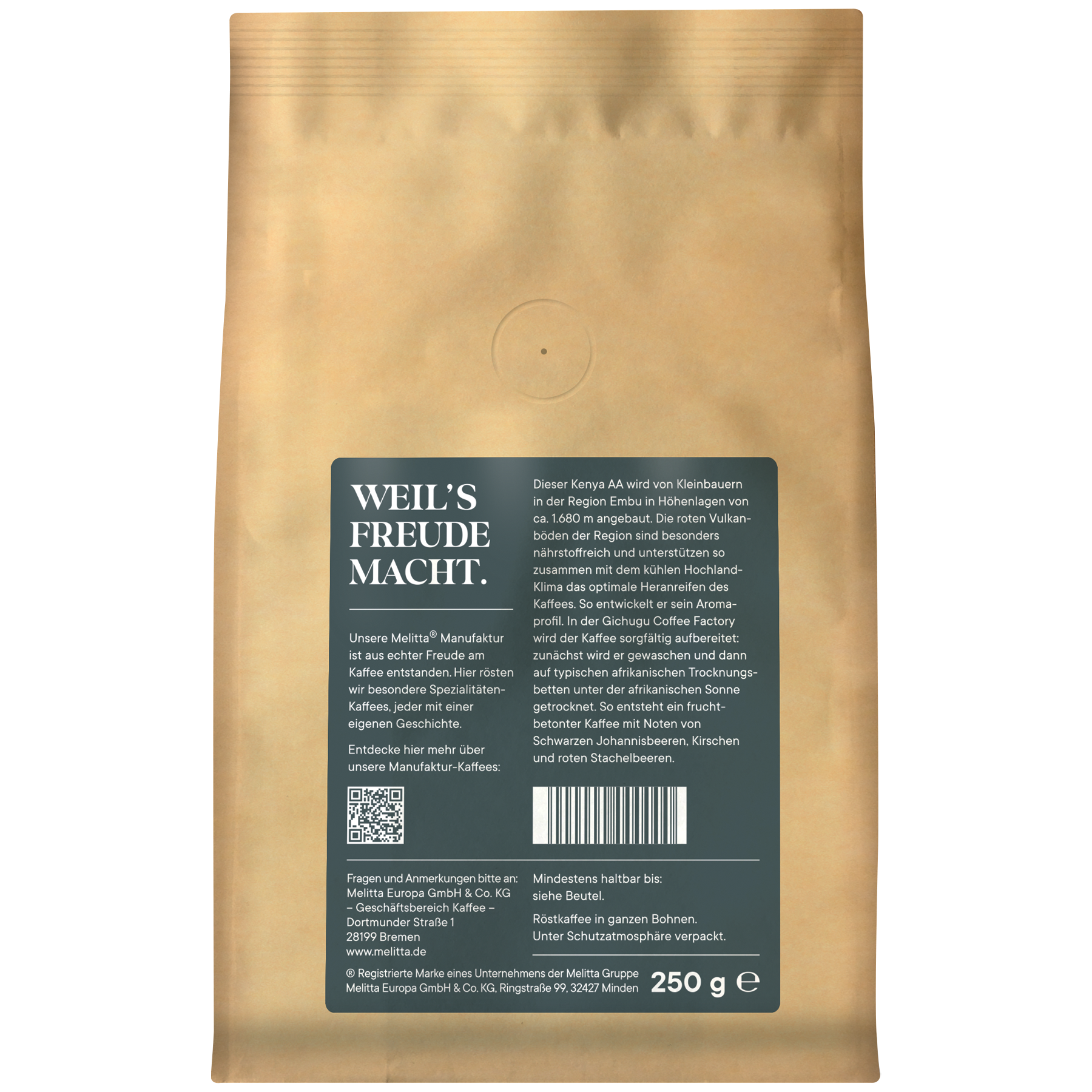 Melitta® Manufaktur-Kaffee Kenia|Kaffeebohnen 250g