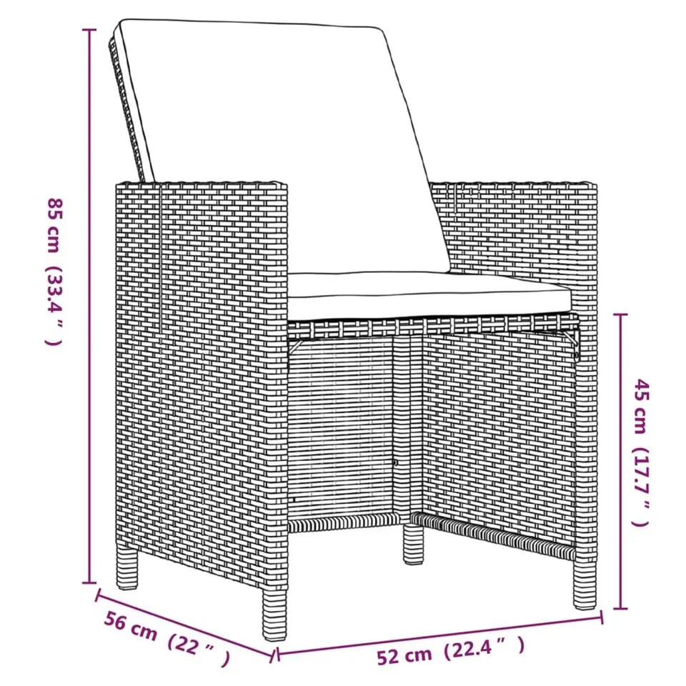 vidaXL - Tuinset - Zwart - Poly rattan - 5 stuks - Met kussens