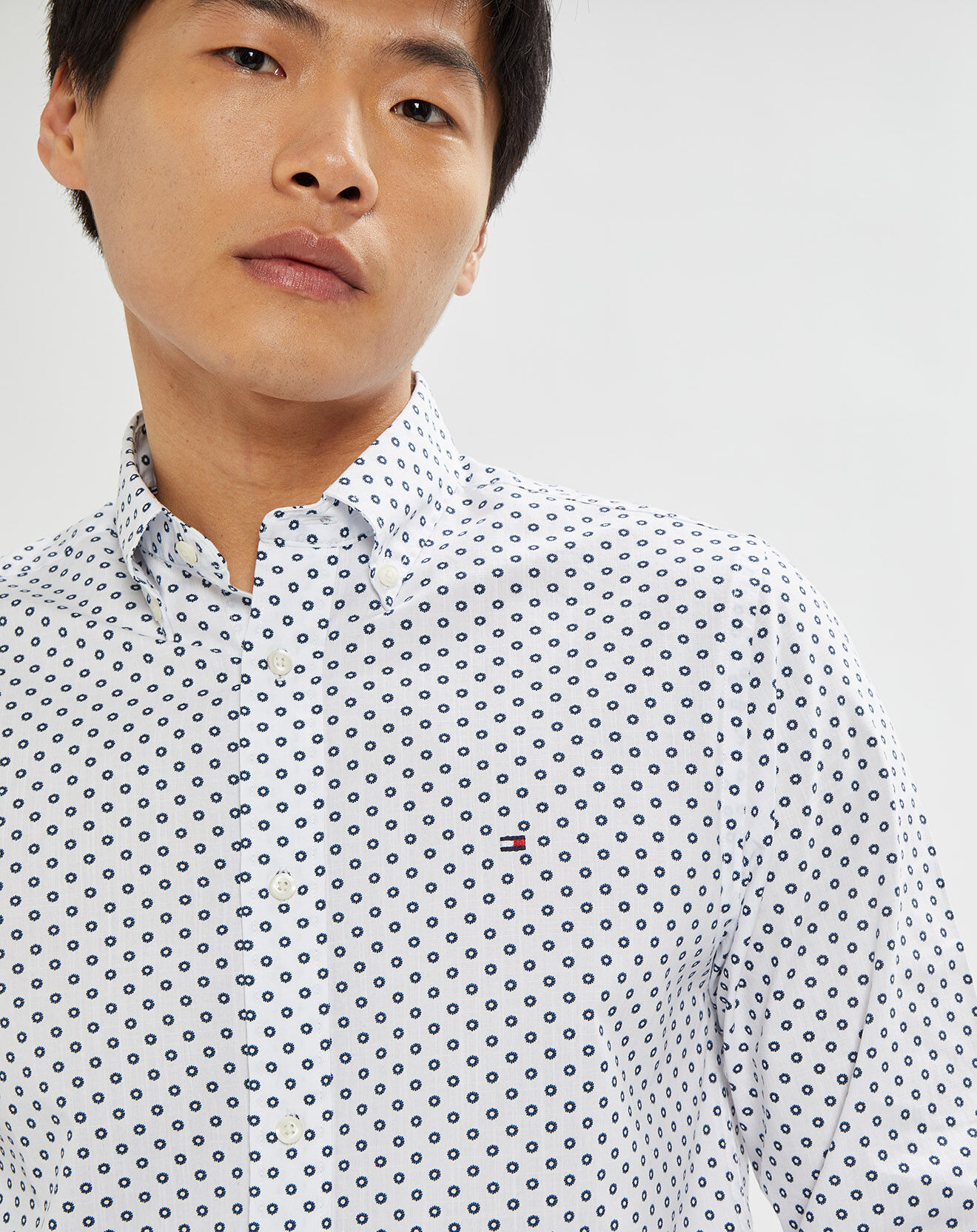 Tommy Hilfiger Chemise droite imprimée Floral bleu/blanc