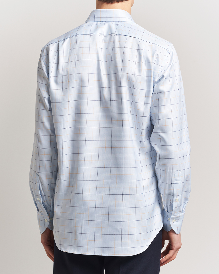 Stenströms Fitted Body Checked Houndstooth Shirt Blue