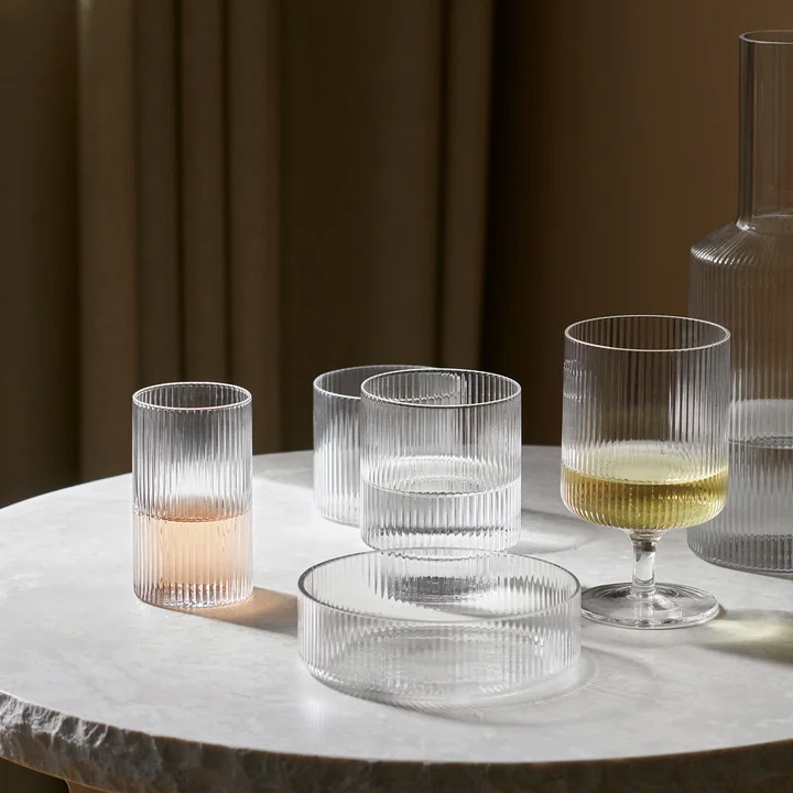 Ferm Living - Ripple Longdrink-Gläser, klar (4er-Set)