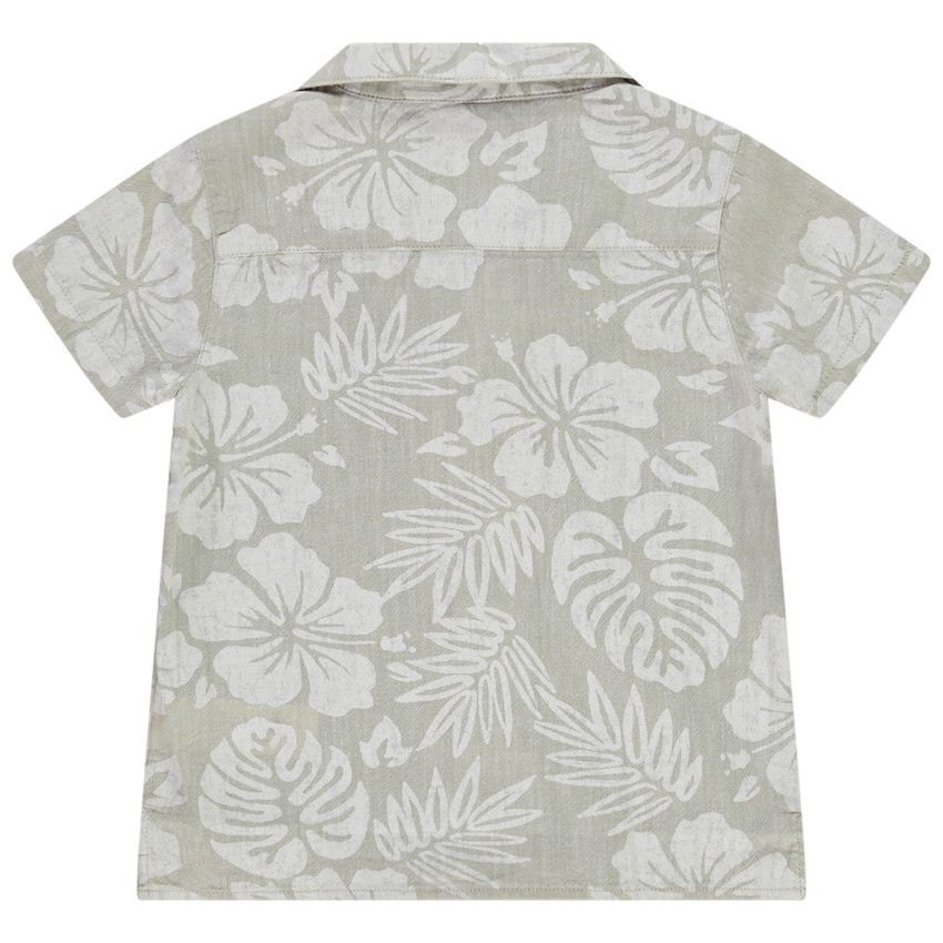 Chemise manches courtes imprimé végétal pour bébé garçon - Ecru