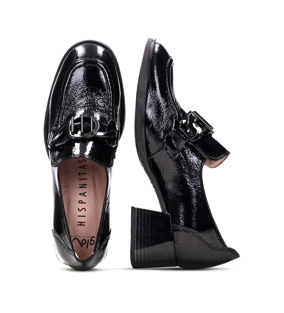 Mocassins Hispanitas Charlize em couro preto - Altura do salto: 4,5 cm -