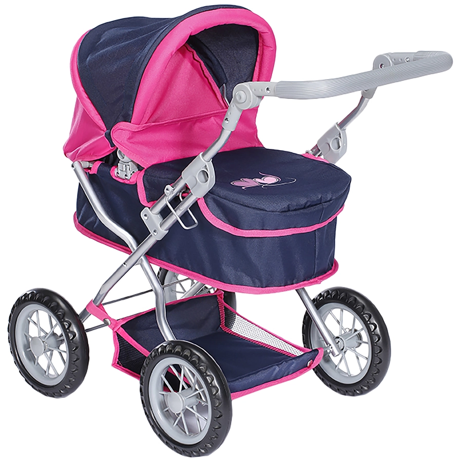 knorr toys® Puppenwagen First - flying hearts blue pink blau