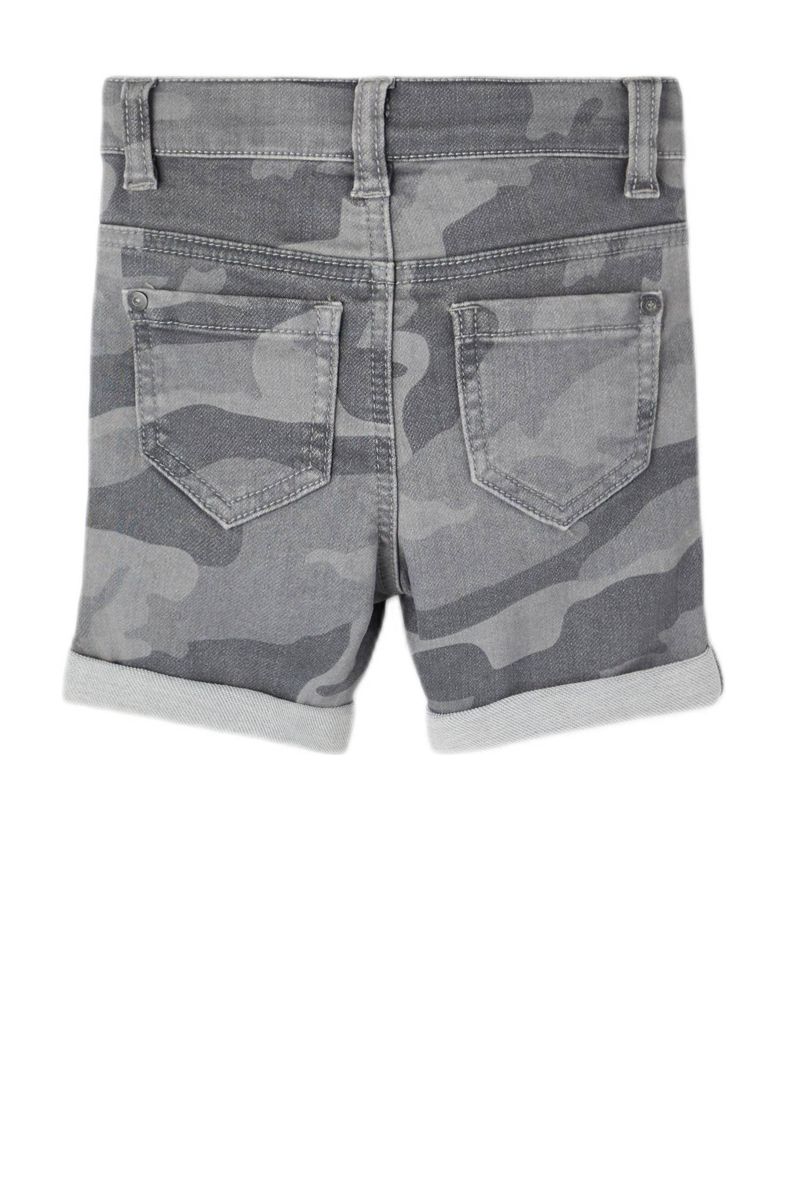 NAME IT regular fit jeans bermuda NMMSOFUS met camouflageprint grijs