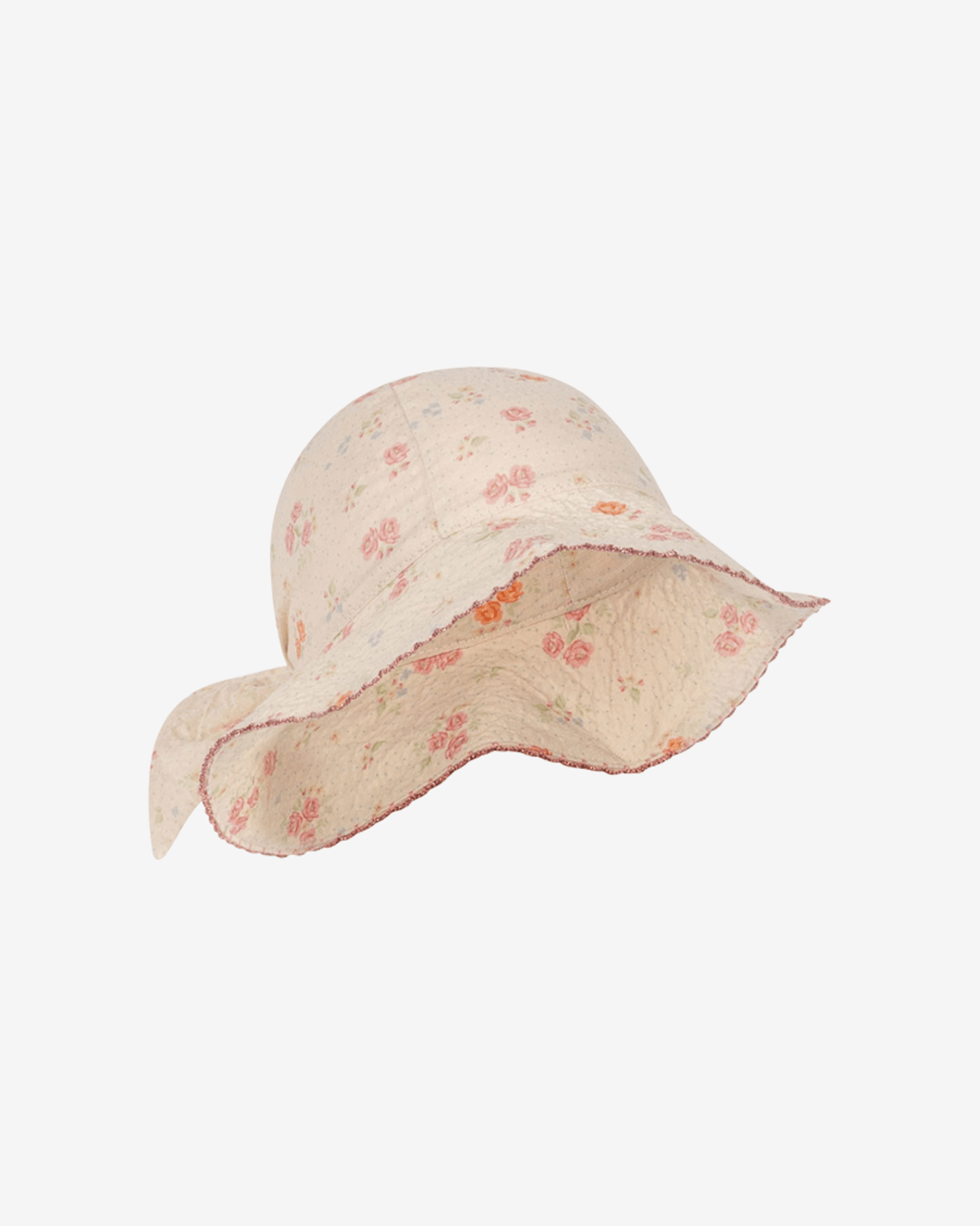 Solhatt m/Bred Brem – Øko Bomull, Vevd Seersucker-Kvalitet | Elin Bow Sun Hat