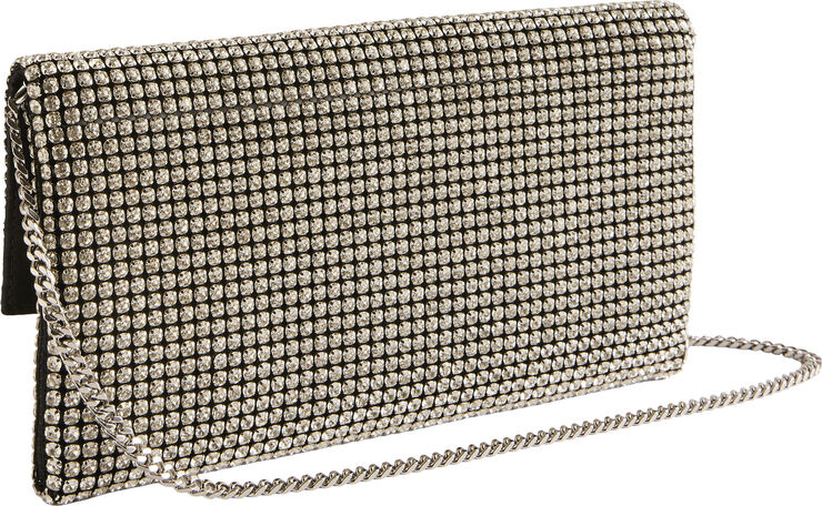 Ted Baker KRISTN Crystal Long Fold Over Cross Silver