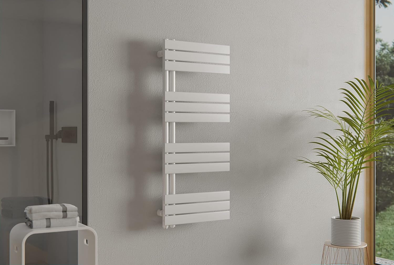 Design Badheizkörper Handtuchwärmer G12-1200x500mm - Farbe wählbar, Farbe:Weiß