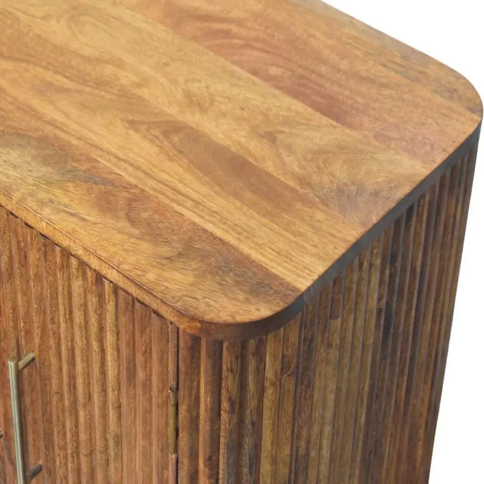 Solis Geribbelde Dressoir, 2 Deuren en 2 Planken, Lichtbruin