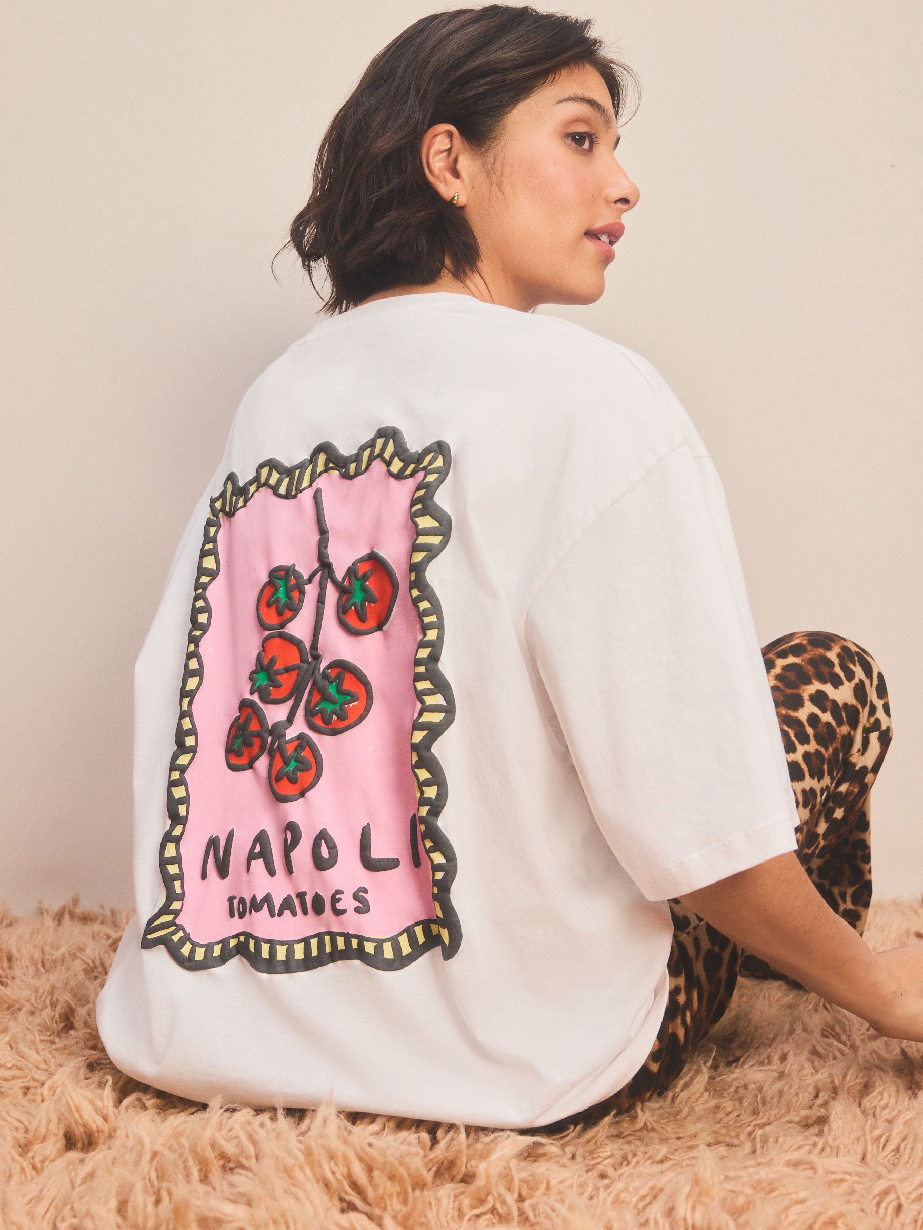 Afbeelding met luipaardprint - 100% katoenen pyjama met korte mouwen