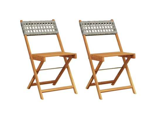 VIDAXL - Chaises de bistrot lot de 2 gris bois massif d'acacia et rot...