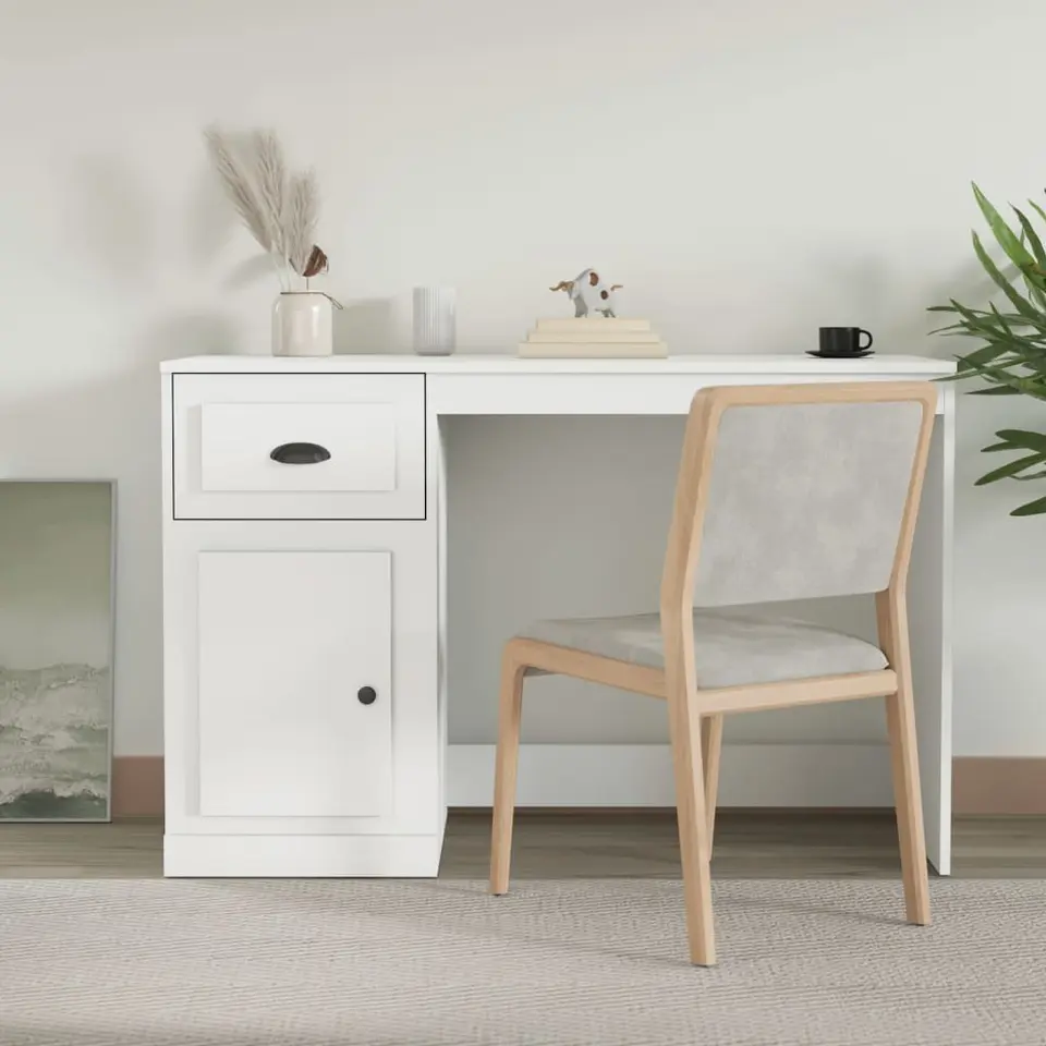 vidaXL - Bureau - Wit - Bewerkt hout