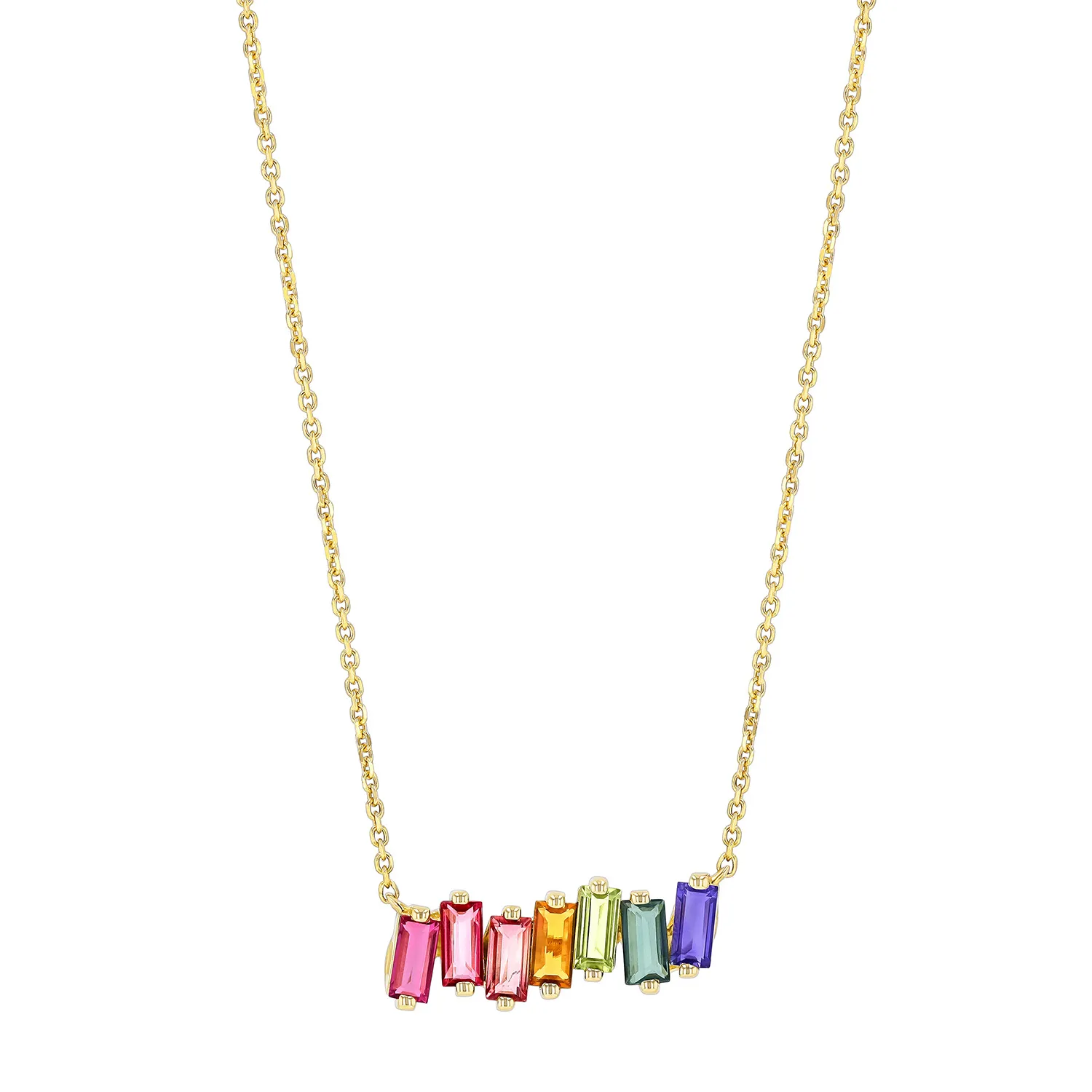 Suzanne Kalan Rainbow Baguette Bar Halskæde 14 kt. Guld PN414-YGRBW