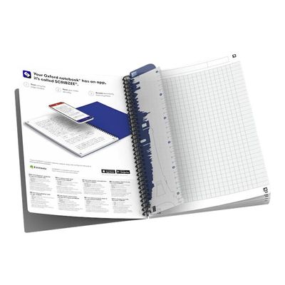 Oxford Office Essentials - Cahier A4 (21x29,7 cm) - 100 pages - grands carreaux (Seyes) - disponible dans différentes couleurs
