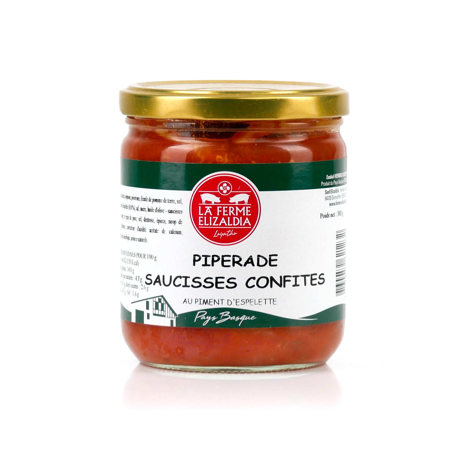 Piperade au piment d'Espelette et saucisses confites