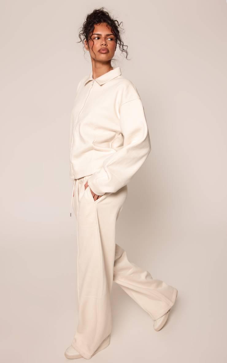 Crème Veste Sweat Zippée À Col
