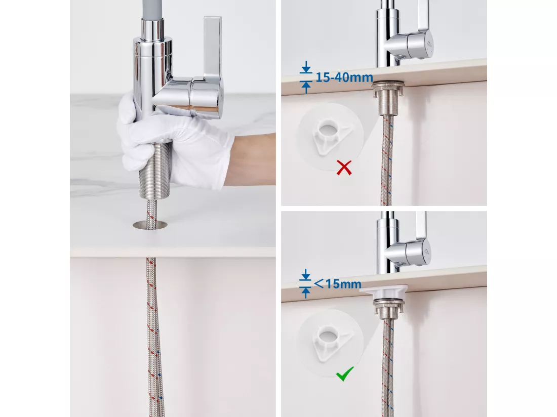 AURALUM MAX Mitigeur Cuisine avec Tuyau En Silicone Flexible Déformable Robinet d'Evier avec 2 Types Jets,Robinetterie Cuisine pivotant à 360°-Gris