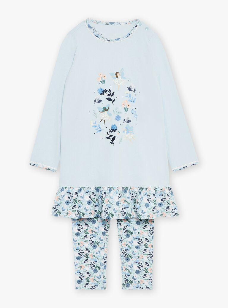 Chemise de nuit et legging bleu
