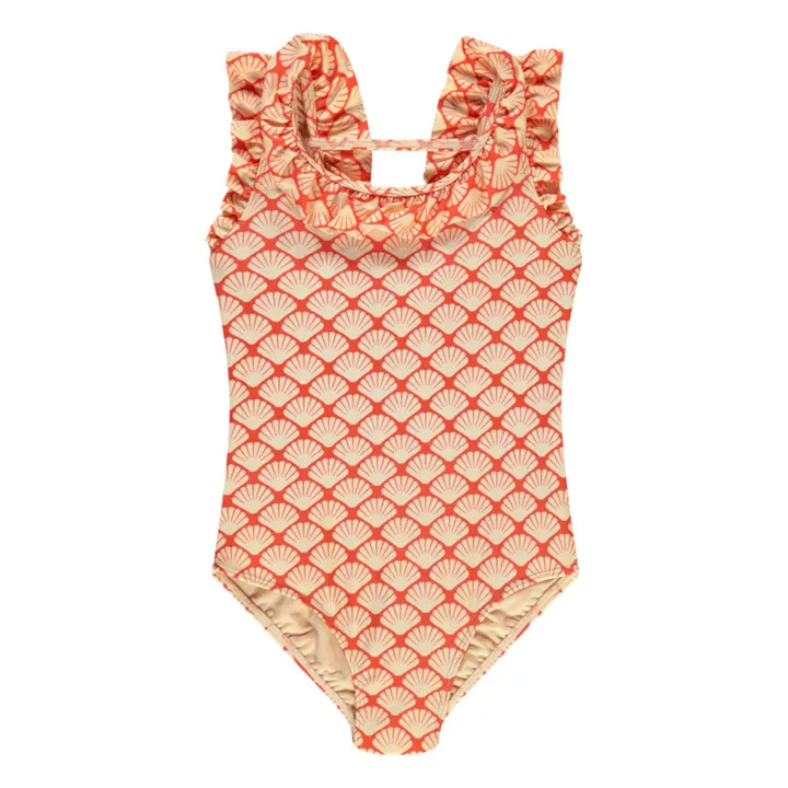 Beachlife Maillot 1 Pièce Volants Coquillages | Rouge
