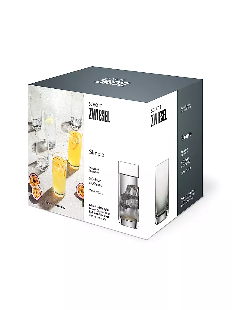 ZWIESEL GLAS Longdrinkglas 6er Set SIMPLE 370ml  transparent