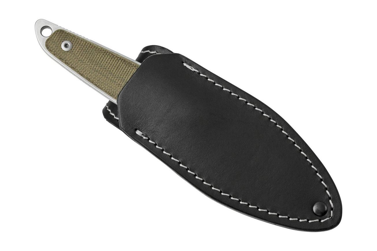 MKM Makro 1 Droppoint, Stonewashed Green Canvas Micarta vaststaand mes, Jesper Voxnaes design