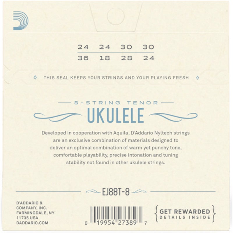 D'Addario EJ88T-8 Nyltech 8-string Ukulele snaren voor achtsnarige tenor ukelele