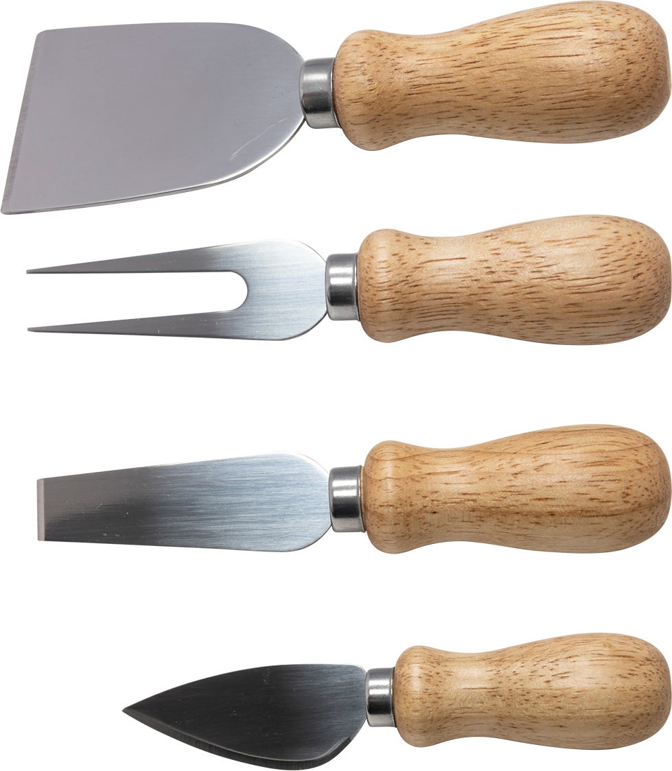 kaasmesjes naturel / zilver 4-delig