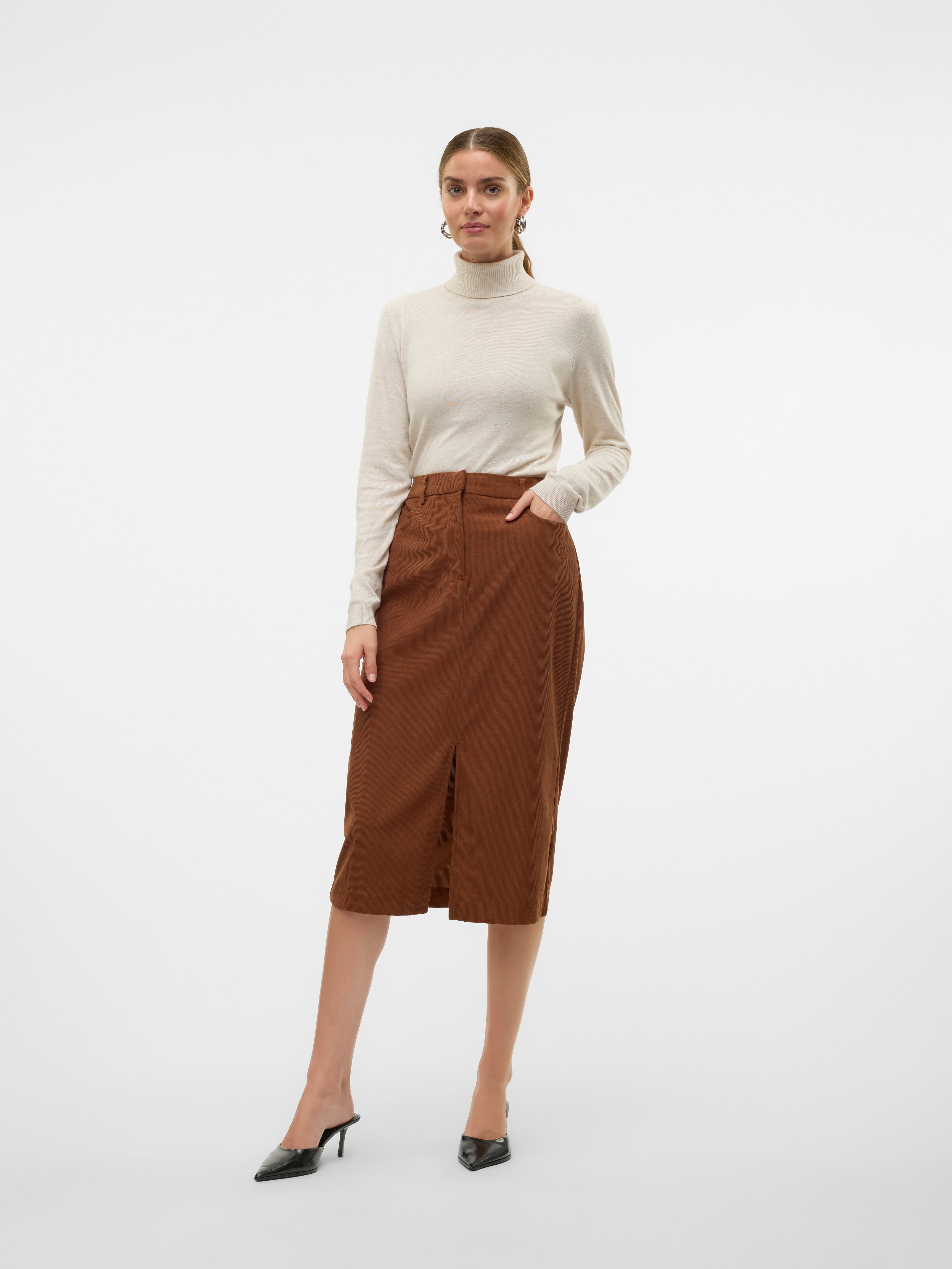 VMVILJA Corduroy High waist Midi-rok